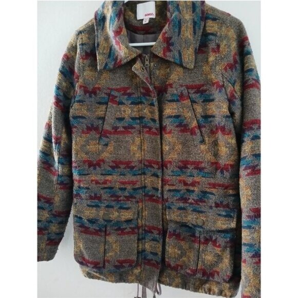 Aztec Southwestern Jacket Boho Vintage Cottagecore Ranchcore Zip Up Jacket Sz M - Picture 3 of 8